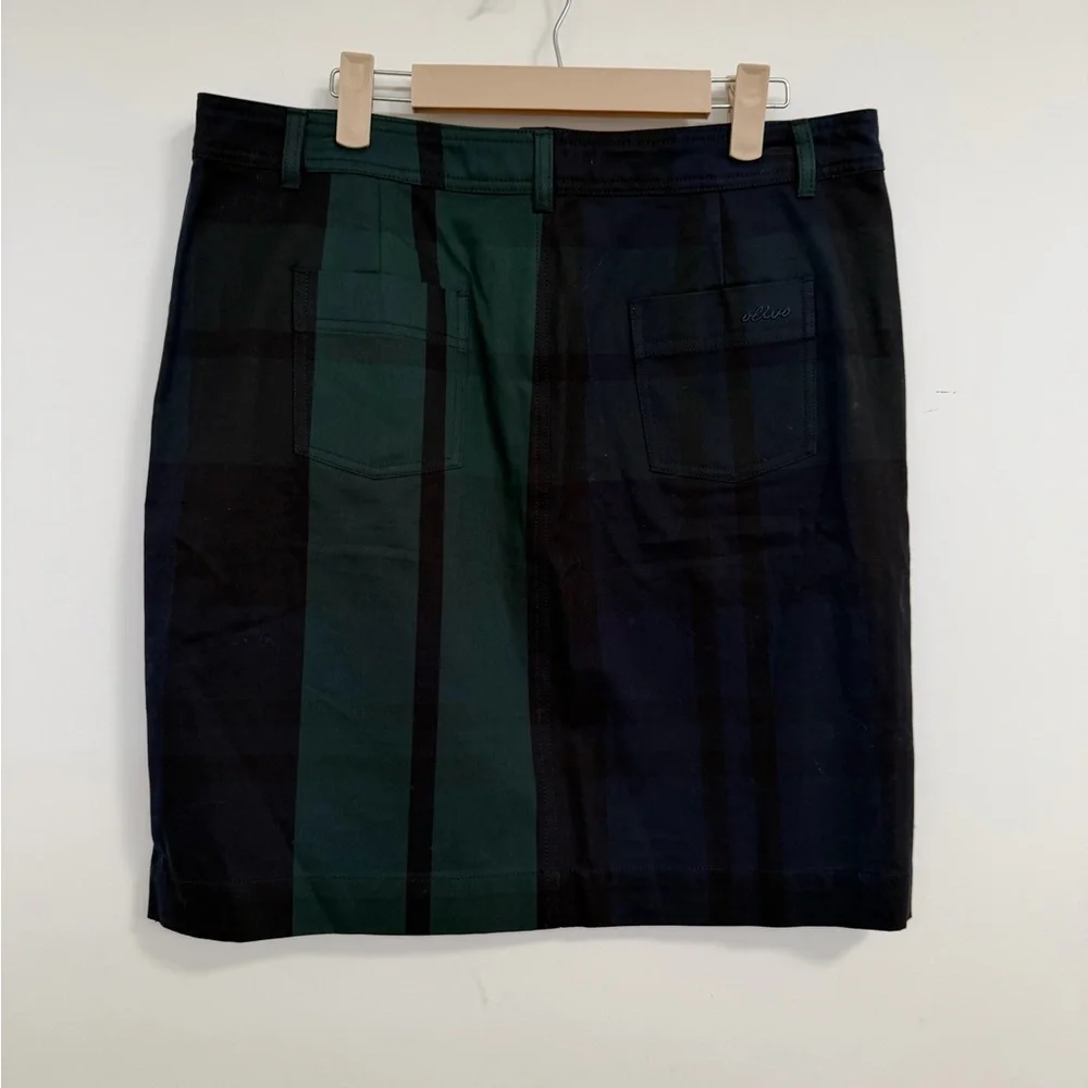 Beautiful Green and Blue Plaid Pencil Skirt with piping size large / 10/12